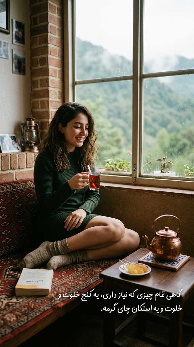 متن حس خوب و آرامشبخش در مورد چایی برای استوری اینستاگرام